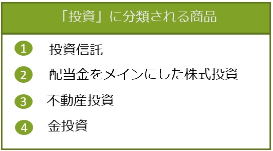 投資に分類される商品